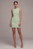 Bateau Neck Satin Bodycon Little White Dress