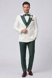 3 Piece Black Double Breasted Peak Lapel Men's Prom Suits