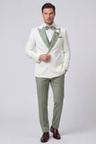 3 Piece Black Double Breasted Peak Lapel Men's Prom Suits