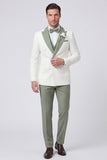 Double Breasted 3 Piece Black Peak Lapel Men's Prom Suits