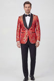 Blue 2-piece Shawl Lapel One Button Jacquard Men's Prom Suits