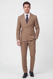 2 Piece Brown One Button Notch Lapel Men's Suits