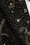 Black One Button Peaked Lapel Beaded Men's Blazer