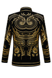Green Open Front Geometric Embroidered Men's Blazer