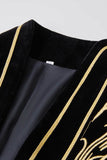 Green Open Front Geometric Embroidered Men's Blazer