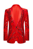 Gold Shawl Lapel One Button Sequined Men's Blazer