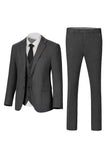Dark Grey Notched Lapel Single Breasted 3-Piece Men's Wedding Suits