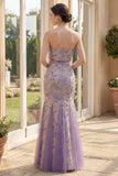Dusty Lilac Jacquard Mermaid Strapless Floral Maxi Dress
