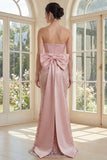 Blush Mermaid Sequin Strapless Corset Long Formal Dress with Bow
