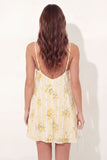 A-Line Yellow Spaghetti Straps Floral Mini Graduation Dress