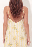 A-Line Yellow Spaghetti Straps Floral Mini Graduation Dress