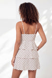 White Black Dot A-Line Tiered Spaghetti Straps Mini Graduation Dress