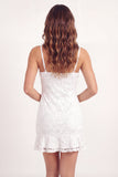 White Lace Bodycon Spaghetti Straps Mini Graduation Dress with Ruffles