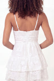 White A-Line Spaghetti Straps Floral Mini Graduation Dress