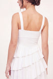 A-Line White Tiered Ruffled Mini Graduation Dress