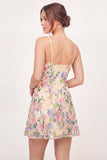 Tulle Floral A-Line Embroidered Yellow Mini Homecoming Dress