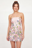 Tulle Strapless Floral Bodycon Embroidered Pink Mini Homecoming Dress