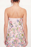 Tulle Strapless Floral Bodycon Embroidered Pink Mini Homecoming Dress