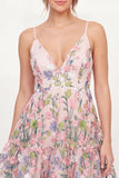 Floral Tulle A-Line Embroidered Pink Mini Homecoming Dress