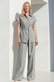 Grey Peak Lapel 2-Piece Women Suits with Belt
