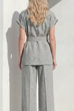 Grey Peak Lapel 2-Piece Women Suits with Belt