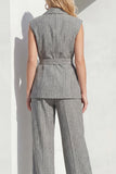 Grey Vertical Stripes 2-Piece Peak Lapel Women Suits