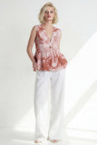 Pink One Button 2-Piece V Neck Printed Women Suits