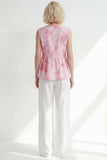 Pink One Button 2-Piece V Neck Printed Women Suits