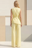 Light Yellow Shawl Lapel 2 Piece Business Suits with Sash