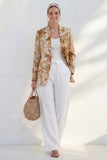 Blue Notched Lapel Single Breasted Slim Fit Women Suit