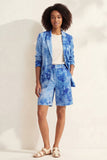 Blue Notched Lapel Single Breasted Slim Fit Short Women Suit