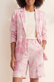 Blue Notched Lapel Single Breasted Slim Fit Short Women Suit
