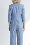 Dusty Blue Notched Lapel One Button Slim Fit Long Women Suit