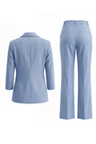 Dusty Blue Notched Lapel One Button Slim Fit Long Women Suit