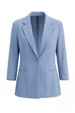 Dusty Blue Notched Lapel One Button Slim Fit Long Women Suit
