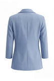 Dusty Blue Notched Lapel One Button Slim Fit Long Women Suit