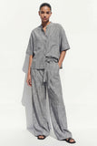 Grey Crew Neck Single Breasted Long Women Suit with Belt