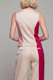 2 Piece ColorBlock Sleeveless Light Khaki Women Suits