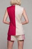 2 Piece Peaked Lapel ColorBlock Light Khaki Women Suits