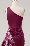 One Shoulder Navy Satin Asymmetrical Ruched Bodycon Mini Homecoming Dress