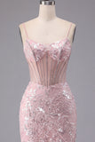 Sparkly Dark Green Floral Corset Bodycon Sequins Short Homecoming Dress