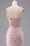 Sparkly Dark Green Floral Corset Bodycon Sequins Short Homecoming Dress