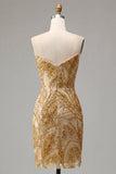 Sparkly Golden Bodycon Sweetheart Sequins Mini Homecoming Dress