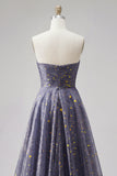 Celestial Midnight Enchanting Starry A-Line Sweetheart Long Formal Dress with Bow
