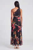 Ivory One Shoulder A Line Maxi Floral Dress