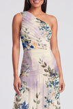 Ivory One Shoulder A Line Maxi Floral Dress