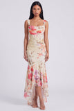 Ivory Square Neck Floral Mermaid Maxi Dress