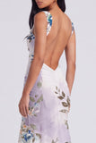 Ivory Square Neck Floral Mermaid Maxi Dress