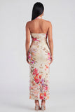 Halter Champagne Halter Sheath Maxi Floral Dress