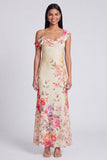 Black Asymmetrical Sheath Printed Maxi Floral Wedding Guest Dress